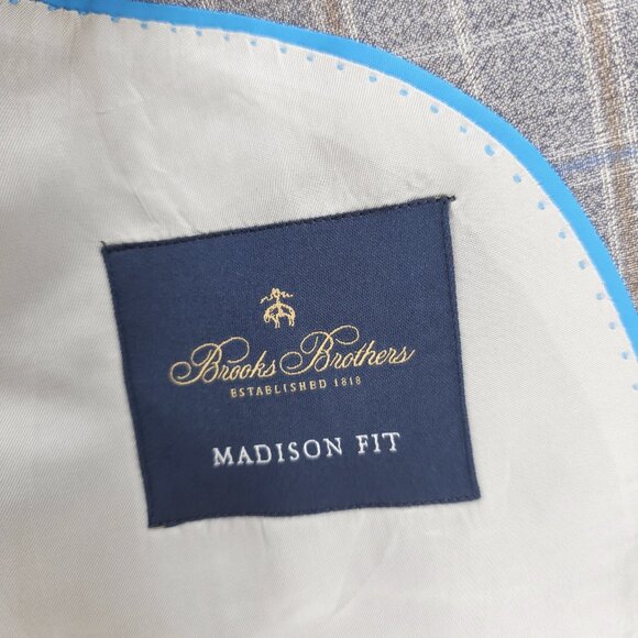 BROOKS BROTHERS Madison Fit Reda 1865 BrooksCool Blazer Jacket Plaid EUC 42R - Picture 8 of 10